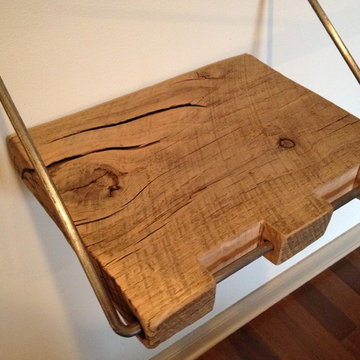 Reclaimed Wood Shelf/ Reclaimed Floating Shelf With Forged Iron Hinge And Bracke