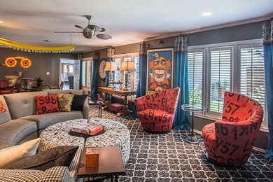 Example of an eclectic family room design in Austin