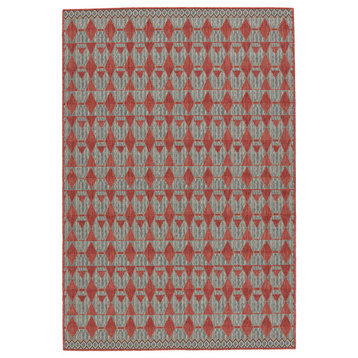 Vibe by Jaipur Living Maji Indoor/Outdoor Area Rug, Red/Sea Green, 5'6"x7'6"