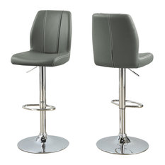 Monarch Specialties - Hydraulic Lift Bar Stools, Set of 2, Gray - Bar Stools and Counter Stools