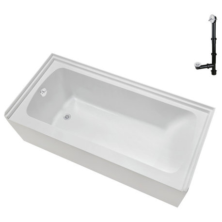 Streamline NAL-5440-WH 66x32" Acrylic Alcove Bathtub, Drain, Glossy White