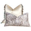 20"x20" Persian Velvet Lumbar Pearl Distressed Velvet Pillow