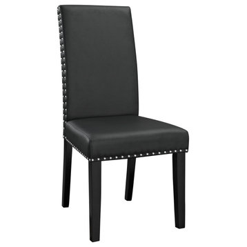 Parcel Dining Faux Leather Side Chair, Black