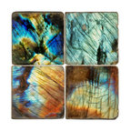 Tumbled Marble Coaster St/4 With Coaster Stand, Labradorite