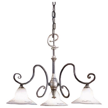 Country Line 1842 Chandelier, Verdigris And Rust, Satin White and Blue