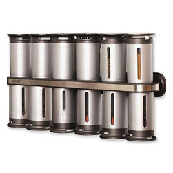 Wall-Mount Spice Rack, 12 Canisters (Zevro) - Spice Jars And Spice Racks