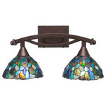 Toltec Lighting - Bow 2-Light Bath Bar, Bronze Finish with 7" Blue Mosaic Art Glass, Bronze - * The beauty of our entire product line is the opportunity to create a look all of your own, as we now offer over 40 glass shade choices, with most being available as an option on every lighting family. So, as you can see, your variations are limitless. It really doesn't matter if your project requires Traditional, Transitional, or Contemporary styling, as our fixtures will fit most any decor.