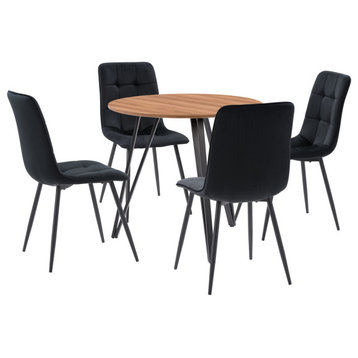 Corliving Lennox Iron Leg Dining Set With Chairs 5Pc