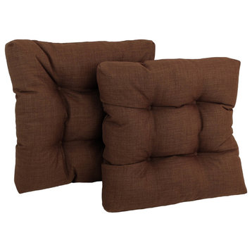 19" Squared Tufted Dining Chair Cushion, Set of 2, Cocoa