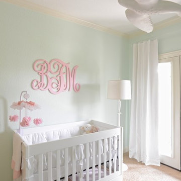 Girl's Nursery - Contemporary with Mint Green, White and Peach Colors