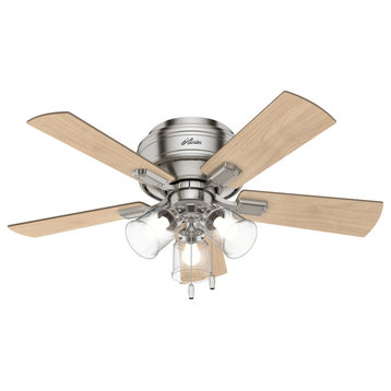 Hunter Fan Company Crestfield Brushed Nickel Ceiling Fan With Light, 42"