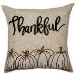 Manor Luxe - Thankful Pumpkin Applique Harvest Pillow, 14"x14" - Harvest Pumpkin collection! Your home will be perfectly accented for your harvest and Thanksgiving gatherings with these warm and inviting fall linens. ,Pumpkin applique on dotted linen belend fabric,Invisible zipper with removable insert,Made of premium quality polyester and linen blend, durable and reusable. Machine Wash Cold Separately, Gently Cycle Only, No Bleach, Tumble Dry Low, Do Not Iron, Low Temperature If Necessary,Embroidered ,Two sizes of pillow available, 14"x14", 12"x20",Premium Quality. ,Perfect Thanksgiving Gifts.