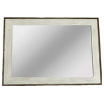 My Barnwood Frames - Glacier White Mirror, With Raised Outside Edge, 20"x24" - This Barnwood Mirror is the perfect neutral mirror to accompany any decor style from Coastal to Farmhouse. It is hand crafted out of rough cedar; the same wood type as our reclaimed wood with the benefit of color control to insure as little color variation as possible. The frame is painted white and dry brushed with gray for added texture. Then the 5/8 inch reclaimed barnwood trim is added around the outside edge of the mirror to complete the look.