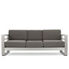 GDF Studio Crested Bay Outdoor Aluminum Loveseat Sofa with Tray