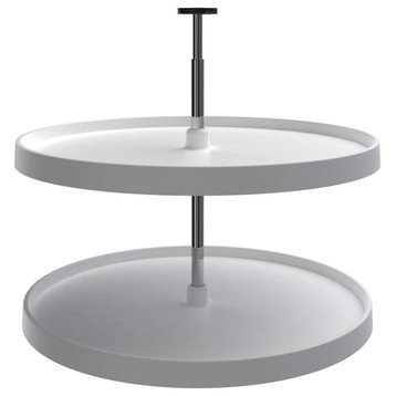 Polymer Full-Circle 2-Shelf Lazy Susans for Base Cabinets, White, 28"W
