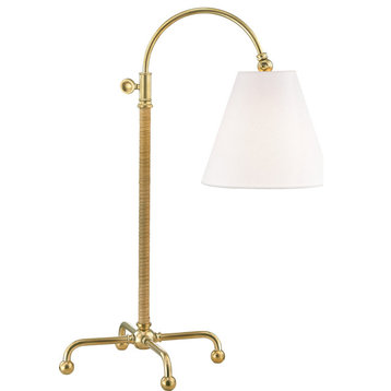 Curves NO.1 Floor Lamp W/ Rattan Accent - Aged Brass