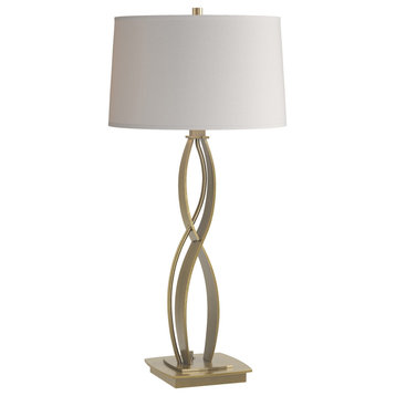 Almost Infinity Table Lamp, Modern Brass, Flax Shade