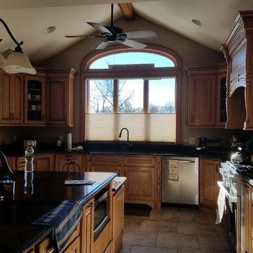 Top Down Bottom Up Duette With Motorized PowerView in Kitchen Area