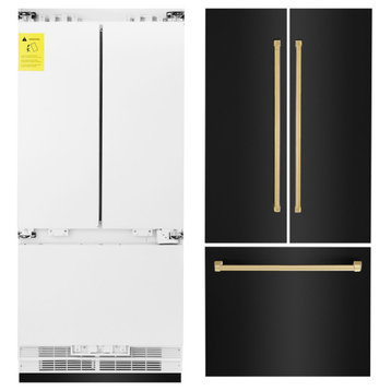 ZLINE Refrigerator With Internal Water, Black Stainless With Gold RBIV-BS-36-G