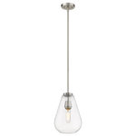 Z-Lite - Ayra One Light Pendant, Brushed Nickel - An eye-catching one-light pendant perfectly encapsulates the modern aesthetic. The tapered bell-shaped shade is made from clear glass suspended from a steel frame with a sleek brushed nickel finish. The fixture brings a chic cutting edge to a contemporary kitchen or dining room.