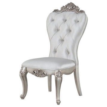 ACME Gorsedd Upholstered Tufted Side Chair in Cream and Golden Ivory Set of 2