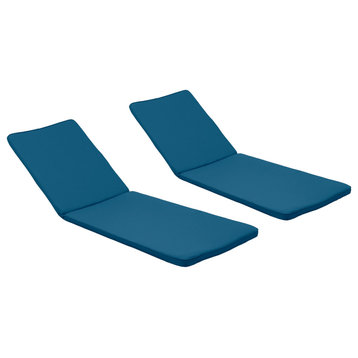 Belinda Outdoor Fabric Chaise Lounge Cushion, Set of 2, Blue