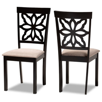 Baxton Studio Upholstered and Brown Finished Wood 2-Piece Dining Chair Set