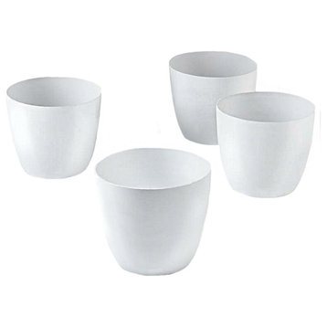 Metal Cachepot for Indoor Potted Flowers & Plants, White, Small - Set of 4