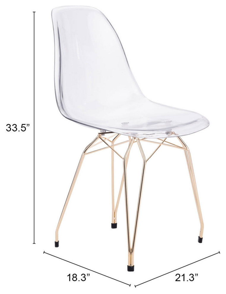 Zuo Modern Shadow 100262 Dining Chairs, Transparent and Gold, Set of 2 - Contemporary - Dining ...