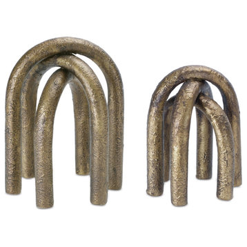 Modern Metal Arches Sculpture, 2-Piece Set