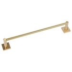 Delaney Hardware - 1100 Series Bath 24" Towel Bar Set, Satin Brass - Delaney's 1100 Series provides a sleek, modern look with a square backplate to upgrade your bathroom decor. This contemporary style has clean lines and beautiful finishes to choose from and includes solid construction and durability for a high end look and feel. Coordinates seamlessly with other bathroom products from the 1100 Series and comes with all hardware needed for installation. Available in a variety of beautiful finishes to accent any home.