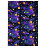 Joy Carpet - Joy Carpet Neon Lights Space Explorer Area Rug Fluorescent - 6' X 9' - Create a high-energy gaming room that stands apart from the rest and offers a true arcade experience. Made in the USA from premium materials, this unique designed rug glows under black light, is easily cleaned, and will maintain its original beauty in even the most active areas. Features: