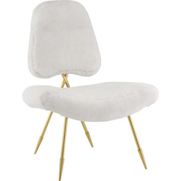 Denbury Sheepskin Fur Lounge Chair - White, Fur