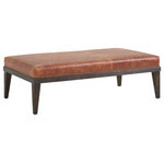 Lexington - Neiman Leather Cocktail Ottoman - Silverado features classic styling that puts a current touch on traditional design. The collection is crafted from walnut veneers and mahogany solids in a rich walnut finish. Hand-wrought metal bases, in a maritime brass finish, reflect the work of an artisan's hand, and select items hint of the exotic, with tiger-brown travertine tops.