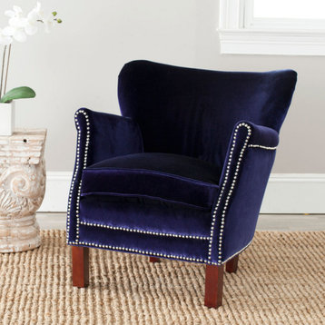 Ann Arm Chair With Silver Nail Heads Royal Blue