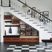 mudroom under stairs