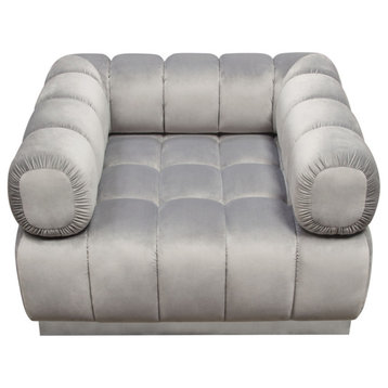 Image Low Profile Chair, Platinum Gray Velvet With Brushed Silver Base