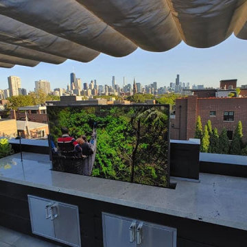 Chicago Rooftop living with two Samsung 75" Terrace TV's