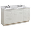61 in. Engineered Stone Double Basin Vanity Top in Jazz White with White Basins