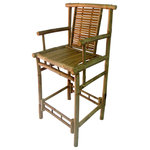 Master Garden Products - Bamboo Tahiti Bar Stools With Back Support and Arm Rest, 20"Wx46"H, Set of 2 - Our bamboo bar stools are constructed with the strong solid bamboo, known as iron bamboo. They have back support with arm rest. Our deluxe Tahiti bar stool with back and arm support for total comfort and relaxation. Both units comes disassembled, easy assembly is required. They can be taken down for easy storage. Sold in a set of 2 pieces. Seat Height: 30"