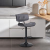 Brooklyn Adjustable Swivel Faux Leather and Wood Bar Stool With Metal Base, Gray and Black