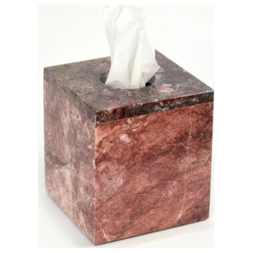 Polished Marble Bathroom Tissue Box Cover, Galaxy Pink
