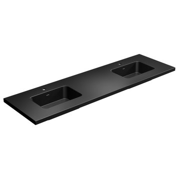 Dyconn Faucet 74" Solid Surface Vanity Top, Black