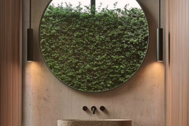 Inspiration for a contemporary powder room remodel in Los Angeles