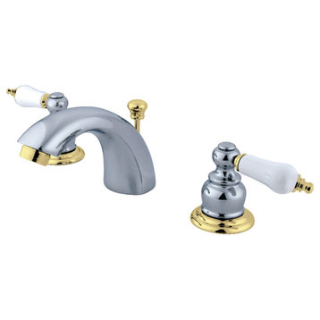 Kingston Mini-Widespread Bathroom Faucet w/Pop-Up, Chrome/Polished Brass