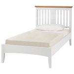 Bentley Designs - Hampstead 2-Tone Painted Bedstead, Single - Hampstead Two Tone Painted Single Bedstead offers elegance and practicality for any home. Soft-grey paint finish contrasts beautifully with warm American Oak veneer tops, guaranteed to make a beautiful addition to any home.