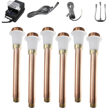 6 Piece Mini Bollard Outdoor LED Area Light Kit, Frosted Diffuser, Copper