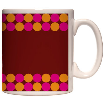 Dot Border Mug, Brown, Orange and Pink