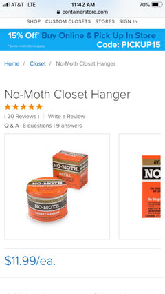 No-Moth Closet Hanger