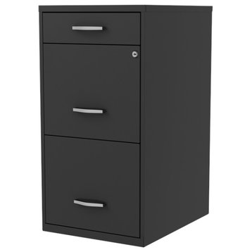 Space Solutions 18in Deep 3 Drawer Metal Organizer File Cabinet Black